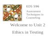 Welcome to Unit 2 Ethics in Testing
