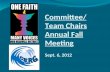 Committee/ Team Chairs Annual Fall Meeting Sept. 6, 2012