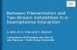 Between Filamentation and Two-Stream instabilities in e-beam/plasma interaction