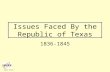 Issues Faced By the Republic of Texas