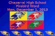 Chaparral High School Firebird Word Mon, December 1, 2013