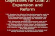 Objectives for Goal 2: Expansion and Reform