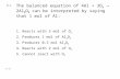The balanced equation of 4Al + 3O 2 →  2Al 2 O 3  can be interpreted by saying that 1 mol of Al: