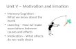 Unit V – Motivation and Emotion