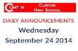 DAILY ANNOUNCEMENTS Wednesday September 24 2014