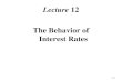 Lecture  12 The Behavior of Interest Rates