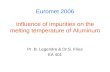 Euromet 2006 Influence of impurities on the melting temperature of Aluminum