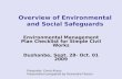 Overview of Environmental and Social Safeguards