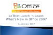 LeTNet Lunch ‘n Learn: What’s New in Office 2007
