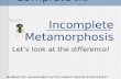 Complete  and                      Incomplete Metamorphosis
