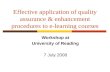 Effective application of quality assurance & enhancement procedures to e-learning courses