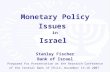 Monetary Policy Issues in Israel