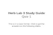 Herb Lab 3 Study Guide Quiz 1