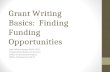 Grant Writing Basics:  Finding Funding Opportunities