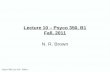 Lecture 10 – Psyco 350, B1 Fall, 2011