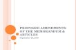 Proposed Amendments of the Memorandum & Articles