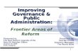 Improving Governance & Public Administration: Frontier Areas of Reform