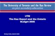 UTM The Rae Report and the Ontario Budget 2005