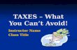 TAXES – What You Can’t Avoid!