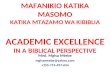 MAFANIKIO KATIKA MASOMO KATIKA MTAZAMO WA KIBIBLIA ACADEMIC EXCELLENCE IN A BIBLICAL PERSPECTIVE