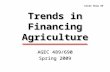Trends in Financing Agriculture