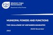 MUNICIPAL POWERS AND  FUNCTIONS THE  CHALLENGE OF UNFUNDED MANDATES 19/20 November 2012
