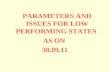 PARAMETERS AND ISSUES FOR LOW PERFORMING STATES  AS ON  30.09.11
