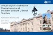 University of Greenwich Recruitment and  the New Entrant Control Number Admissions Training Day
