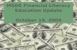 MSDE Financial Literacy Education Update October 19, 2009