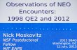 Ground-Based Observations of NEO Encounters:  1998  QE2  and 2012 DA14