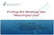 Putting the Meaning into “Meaningful Use”