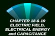 CHAPTER 18 & 19 ELECTRIC FIELD, ELECTRICAL ENERGY and CAPACITANCE