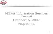 MEMA Information Services Council October 15, 2007 Naples, FL