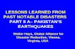 LESSONS LEARNED FROM PAST NOTABLE DISASTERS  PART II A– PAKISTAN’S EARTHQUAKES
