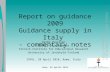 Report on guidance 2009 Guidance supply in Italy  - commentary notes