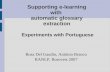 Supporting e-learning  with  automatic glossary extraction Experiments with Portuguese
