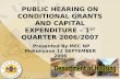 PUBLIC HEARING ON CONDITIONAL GRANTS AND CAPITAL EXPENDITURE – 1 ST  QUARTER 2006/2007