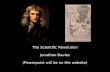 The Scientific Revolution Jonathan Davies (Powerpoint will be on the website)