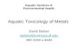 Aquatic Toxicology of Metals