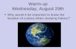 Warm-up Wednesday, August 29th