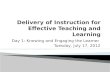 Delivery of Instruction for Effective Teaching and Learning
