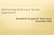 Addressing Bullying & Social Aggression Student Support Services Humble ISD