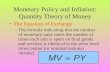 Monetary Policy and Inflation: Quantity Theory of Money