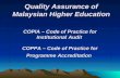Quality Assurance of Malaysian Higher Education
