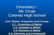 Chemistry I  Mr.  Crupi Colonial High School