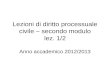 Lezioni di diritto processuale civile – secondo modulo lez. 1/2 Anno accademico 2012/2013