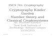 Cryptography Kinder Garden Number theory and Classical Cryptosystems