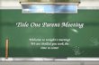 Title One Parent Meeting