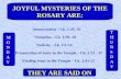 JOYFUL MYSTERIES OF THE ROSARY ARE: