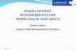 BOARD MEMBER  RESPONSIBILITIES FOR  WORK HEALTH AND SAFETY